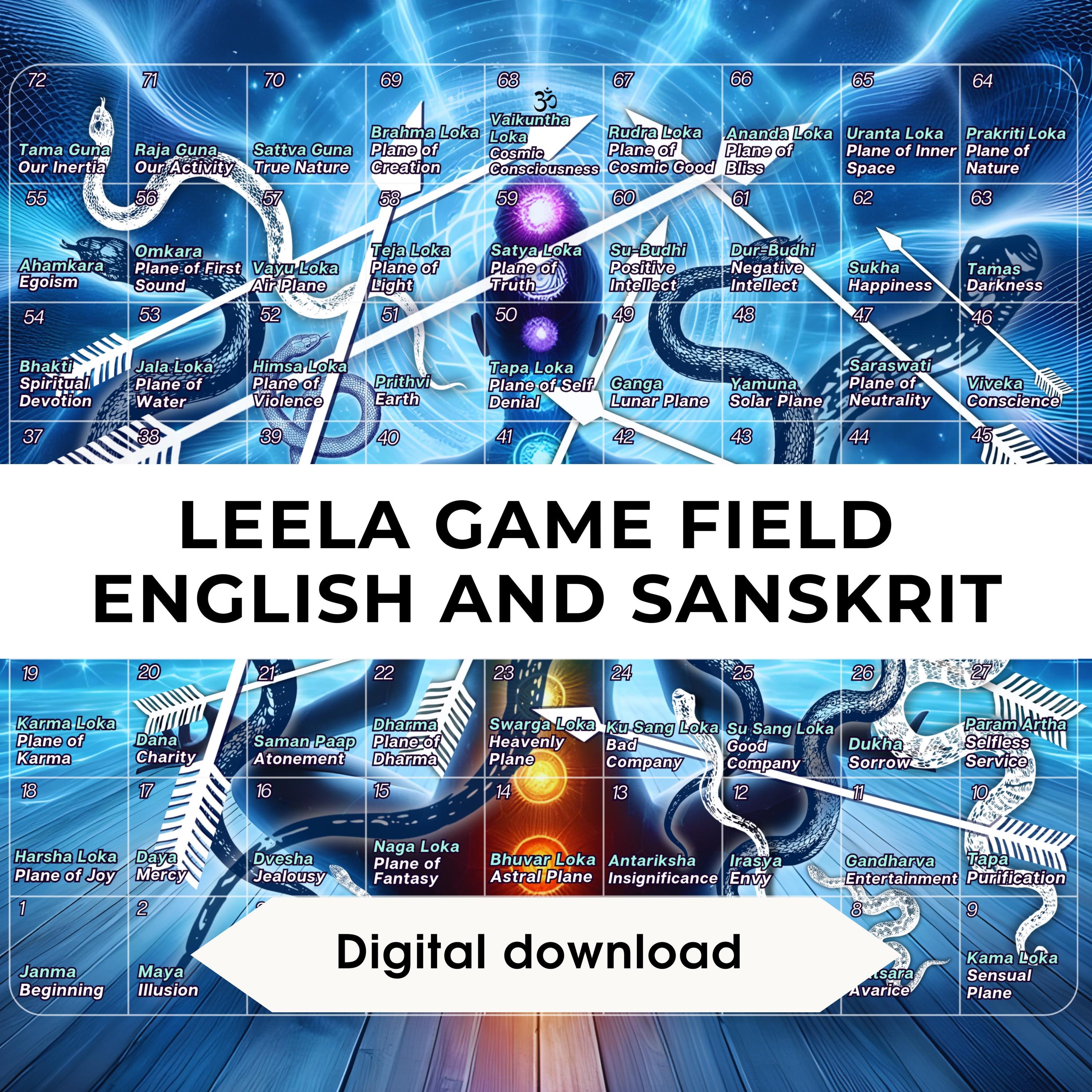 LEELA BOARD GAME Field on English and Sanskrit, Leela Game Board, Transformation Game, Скачать Поле Для Игры Лила