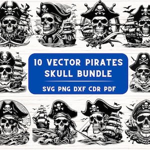 Barco de calavera Svg, esqueleto pirata Svg, paquete SVG pirata, archivo de corte láser pirata, calavera para plasma, vector pirata, clipart de calavera pirata
