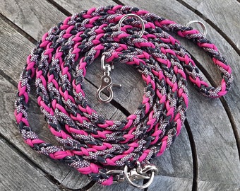 Hundeleine Paracord, Leine Hund, Paracord, Leine handgefertigt, Führleine, geflochtene Leine, 4-fach verstellbare Hunde Leine, 2,65m Länge