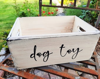 Spielzeugkiste für Hunde, Hundespielzeug-Kiste, Holzkiste 29,5x19,5x14,5cm, Aufbewahrung Tierbedarf, Kiste Aufbewahrung Spielzeug/Leinen oä.