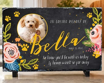 Personalized Pet Memorial Stone, Custom Photo Tribute for Dog, Engraved Stone Decor, Sympathy Gift for Pet Loss