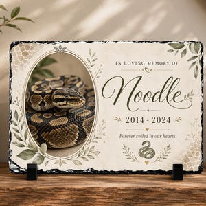 Snake Pet Memorial Stone, Personalized Snake Memorial Gift, Reptile Pet Loss Keepsake, Snake Grave Marker, Forever In Our Hearts