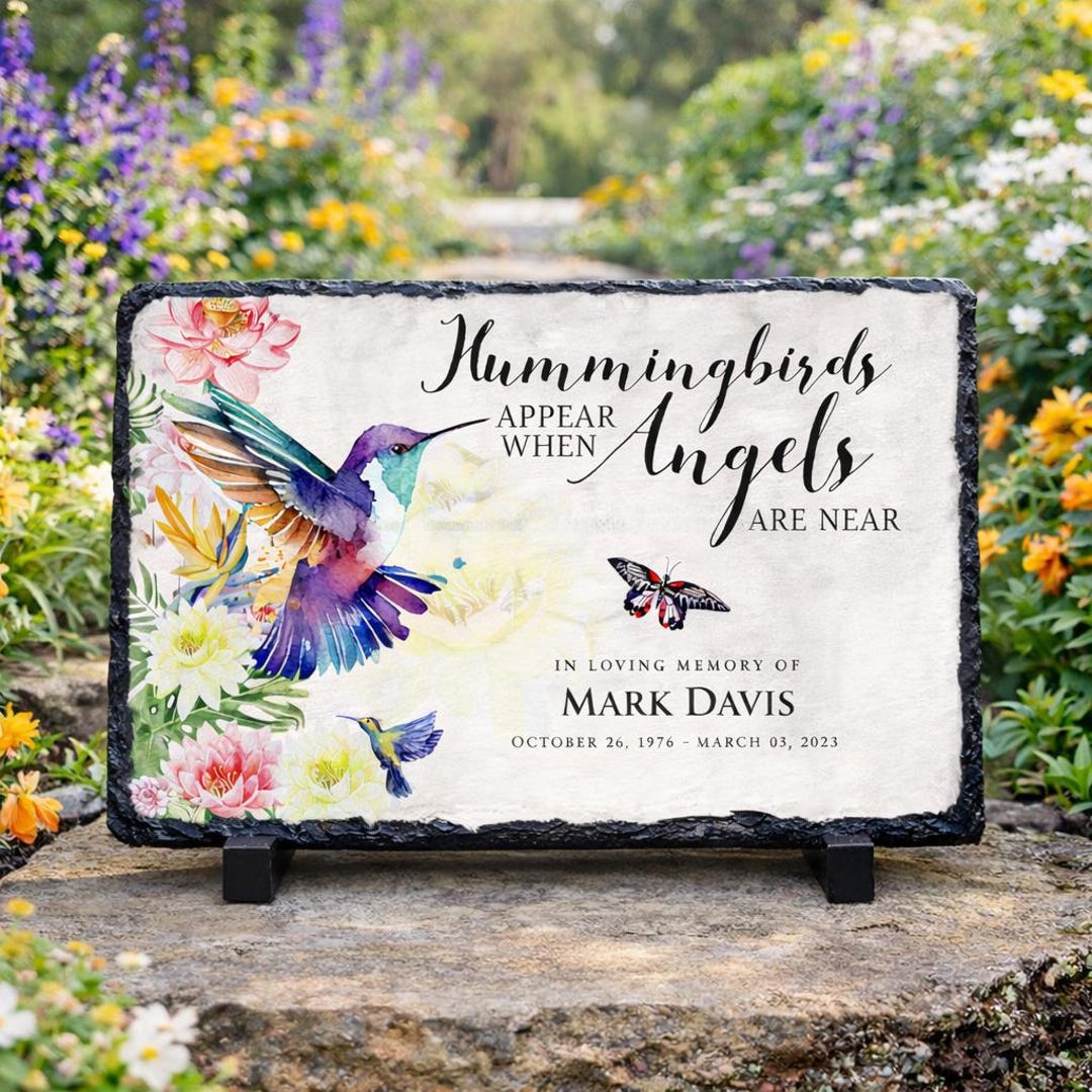 Custom Hummingbird Memorial Stone: Personalized Garden Tribute - Etsy