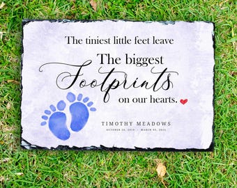 Personalized Memorial Stone: Child Loss Remembrance Gift, Baby Feet Memorial For Boy Girl
