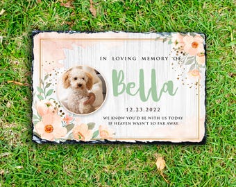 Watercolor Floral Pet Memorial Stone, Custom Engraved Pet Tribute, Heartfelt Dog Remembrance Gift, Indoor/Outdoor Pet Memorial