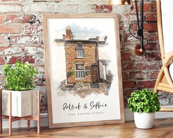 Custom House Portrait, New Home Gift (Digital Download or Poster Print)