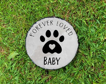 Geschenk zum Gedenken an verstorbene Haustiere für Hunde-/Katzenbesitzer, Gedenkstein für geliebte Tiere, individuell gravierter Pfotenabdruck als Erinnerung, liebevolles Andenken
