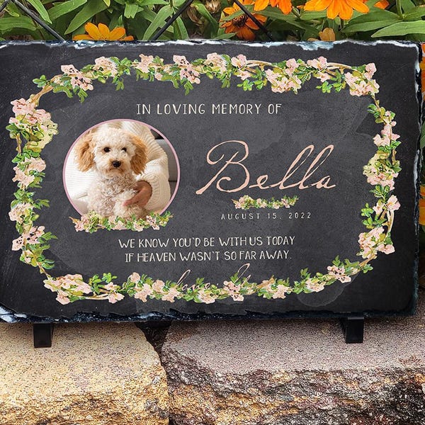 Personalized Pet Memorial Stone Slate: Custom Dog Cat Loss Gift