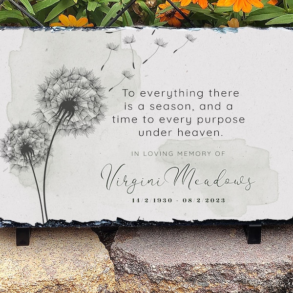 Personalized Dandelions Memorial Stone: Custom Remembrance Plaque, Indoor/Outdoor