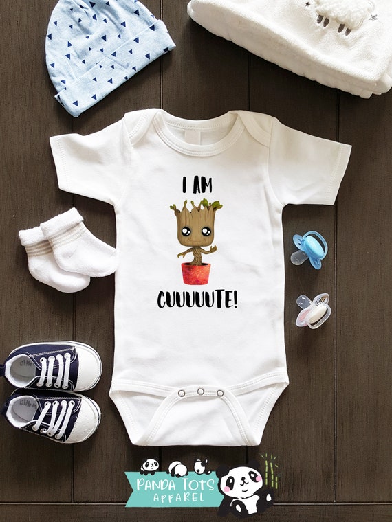 I Am Cuuute Bodysuit Groot Baby Clothes 