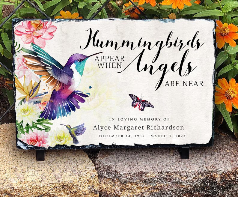 Custom Hummingbird Memorial Stone: Personalized Garden Tribute - Etsy