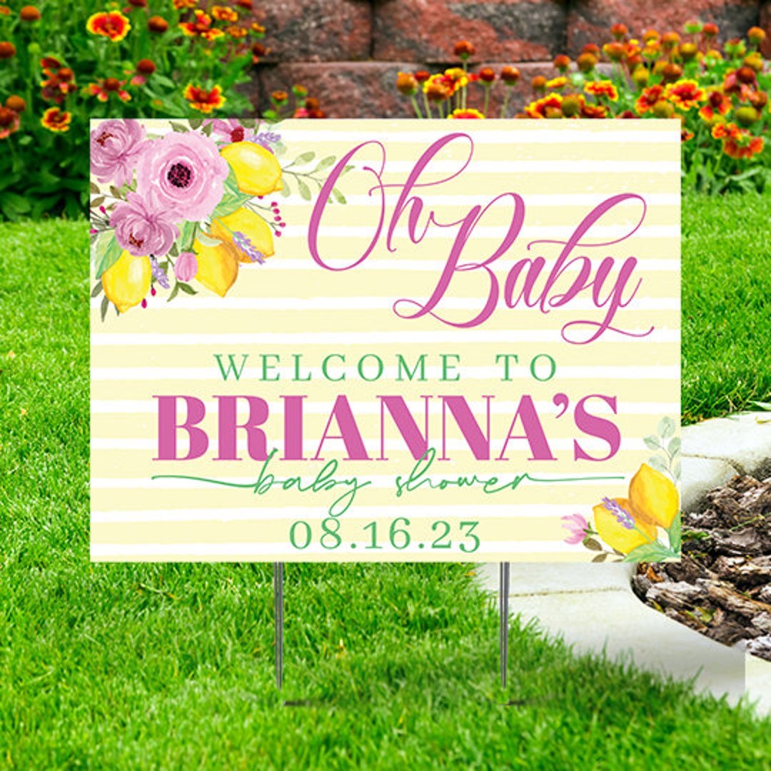 Oh Baby to Baby Shower Yard Sign Pink, Yellow, Lemon