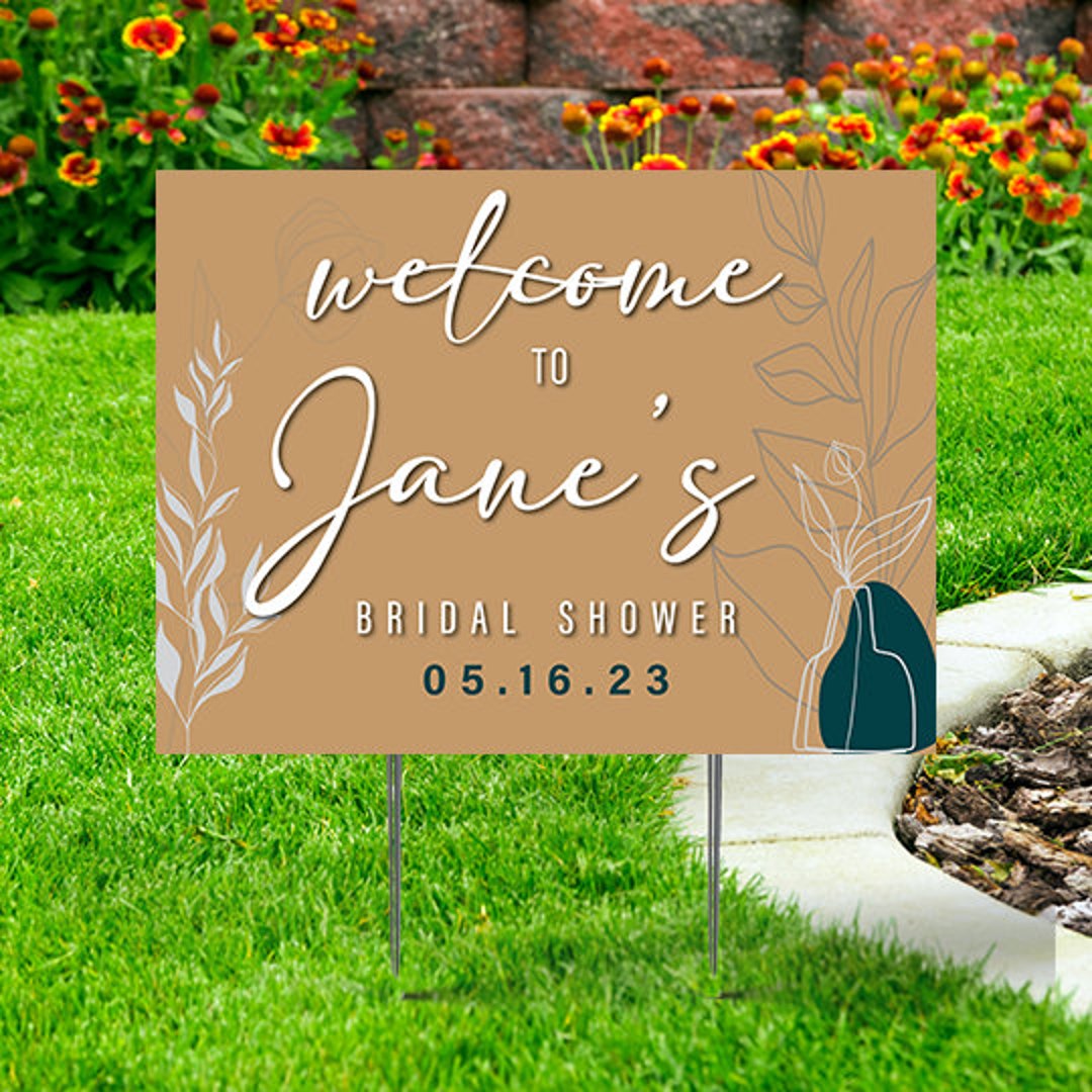 Bridal Shower Yard Sign minimalist Comes With Hstake 24x18, Printed on Coroplast, Personalized