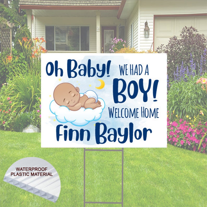 Baby Announcement Yard Sign for Boy Comes With Hstake 24x18 Etsy