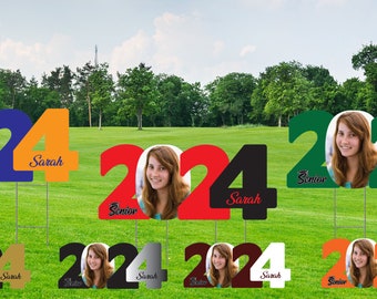 2024 Yard Sign Custom cut-out Graduation with Picture & Name, 36''x18'' Coroplast Sign, Choose Colors, Red, Blue, Green, White Free Shipping