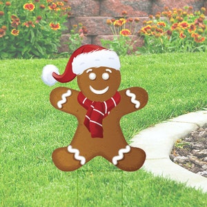 Gingerbread  Cut-out  Yard Sign Cutout comes with H-Stake  24x18, printed on coroplast  Christmas Yard Decorations