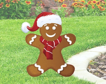 Gingerbread  Cut-out  Yard Sign Cutout comes with H-Stake  24x18, printed on coroplast  Christmas Yard Decorations