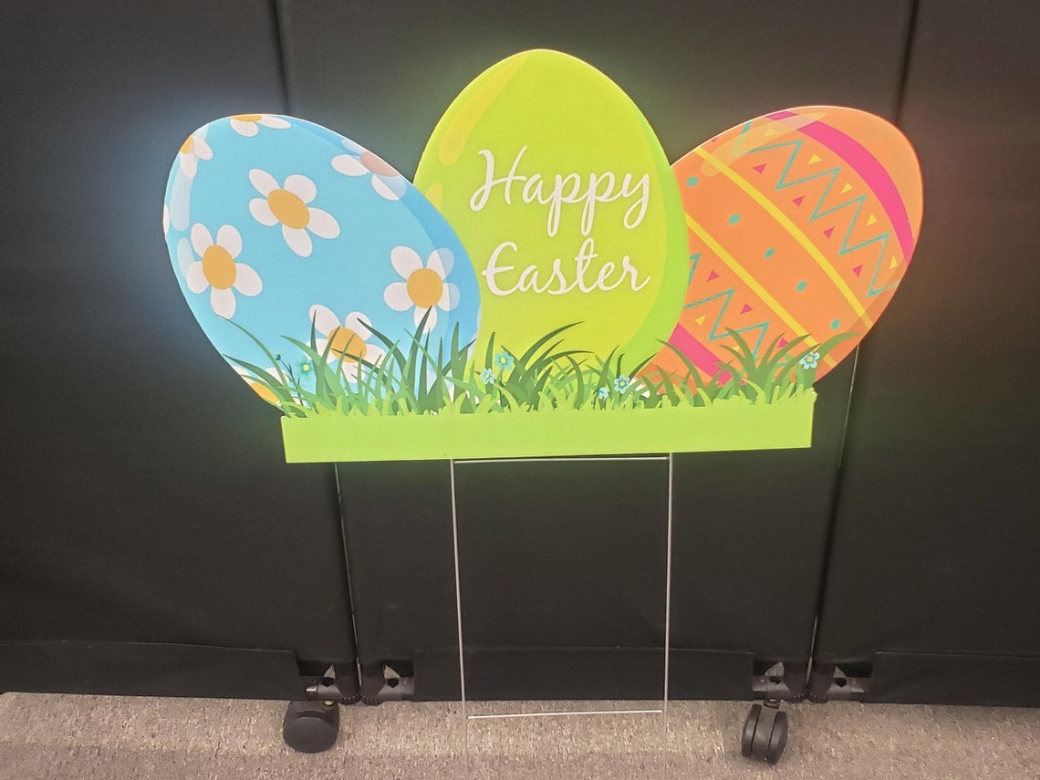 Happy Easter Yard Signs 3 Easter Eggs Yard Sign Cutout Etsy