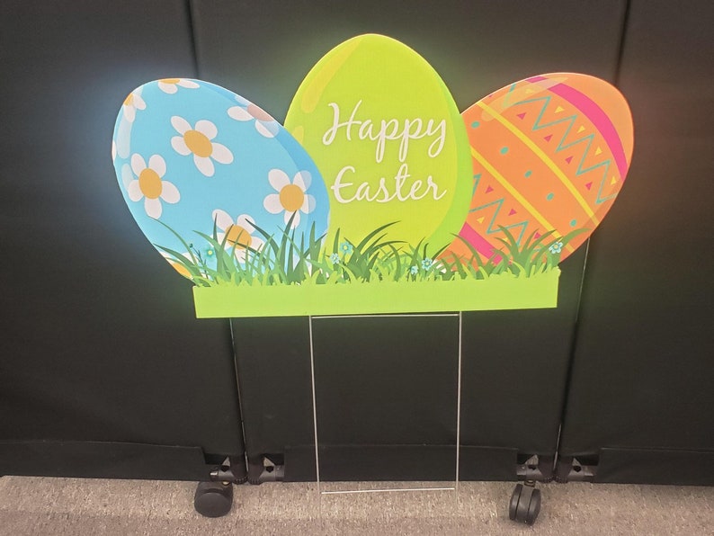Happy Easter Yard Signs 3 Easter Eggs Yard Sign Cutout Etsy
