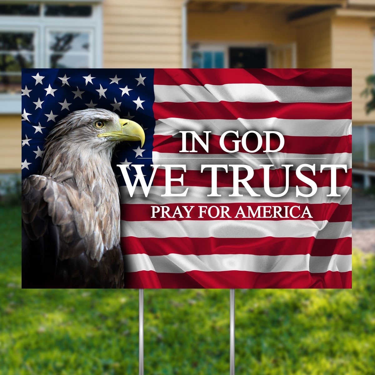 US Flag With Eagle in God We Trust Yard Sign single or - Etsy UK