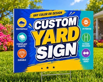 Custom Printed Yard Signs with Stakes - 18x24 - Bulk Pricing Available, Full Color, Single or Double Sided Printing, Fast Shipping