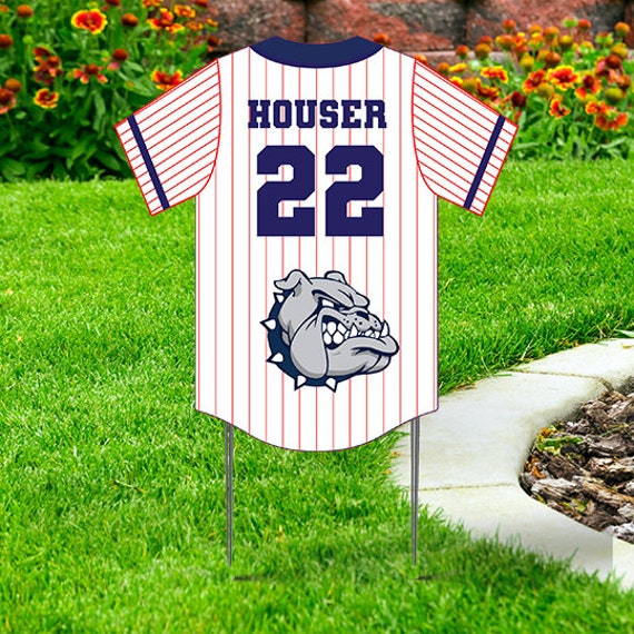 Jersey de b isbol con tira trasera de Jersey Yard Sign personalizado y personalizado 22 x24 Agregar nombre logotipo colores Coroplast con
