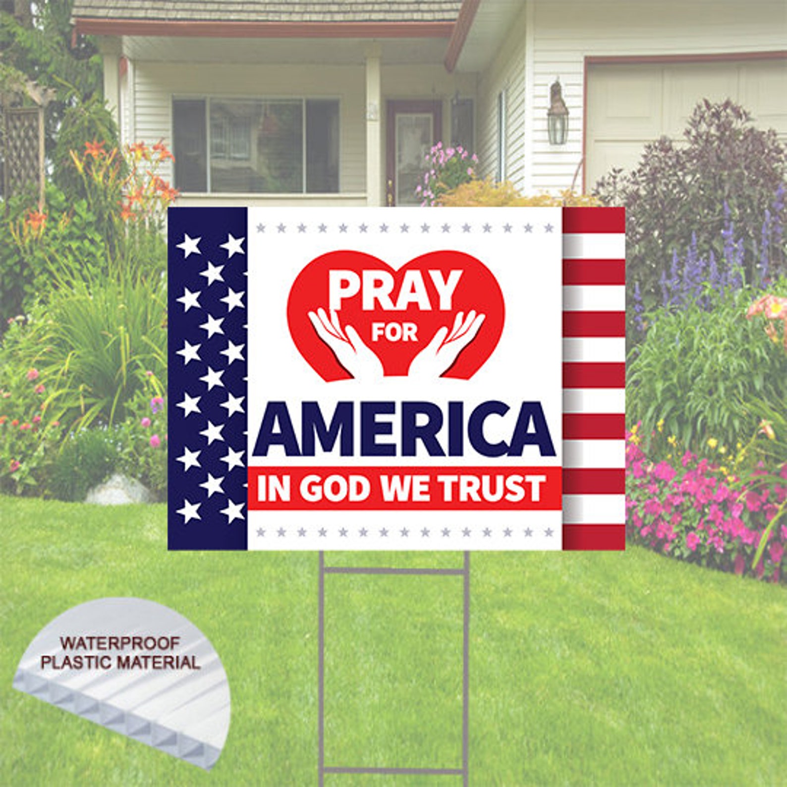 Pray for America Yard Sign in God We Trust single or Etsy UK
