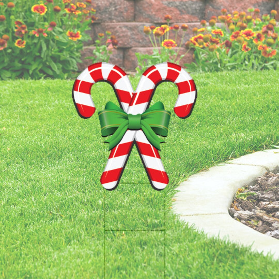 Candy Cane Yard Sign Cutout Comes With H-stake 24x18, Printed on ...