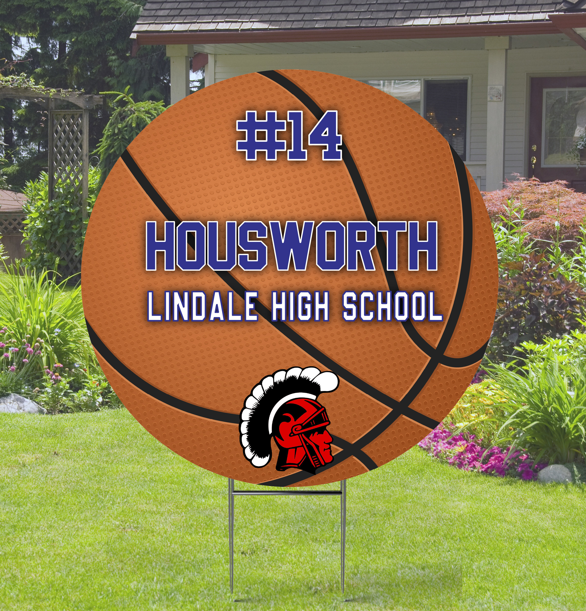 Letrero de baloncesto para jardín recortado de 22 x 22 con estaca en forma  de H - Coroplast, Personalizar, Deportes, Letreros de espíritu - Etsy México, image size:2307x2405