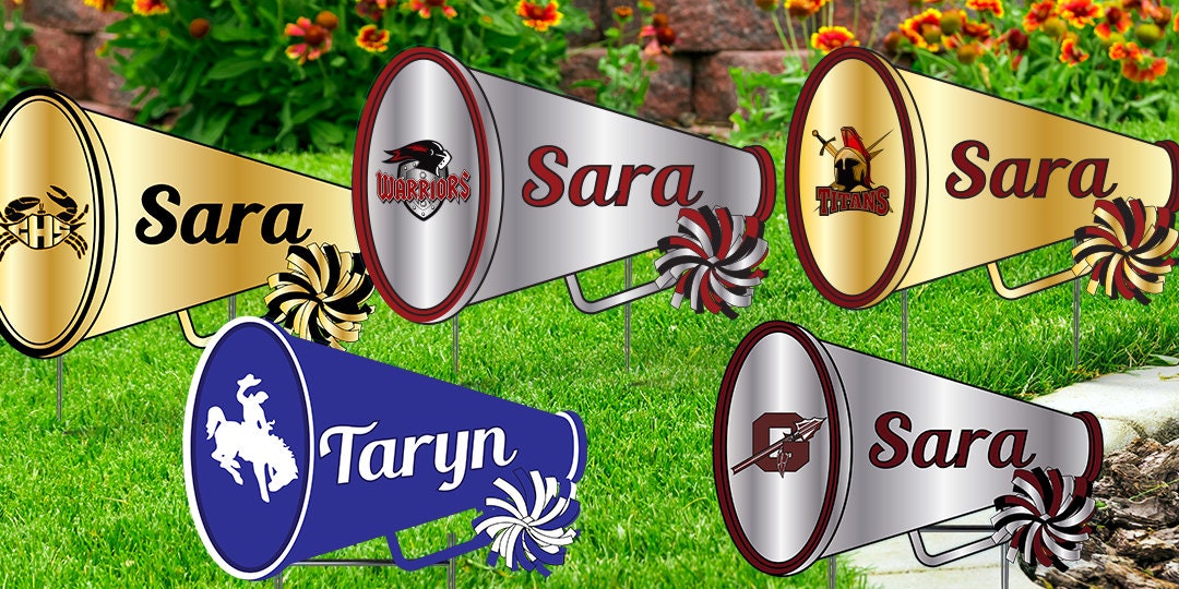 Crossroads Cheer Megaphone Cutout Yard Sign 30x20 With Hstake
