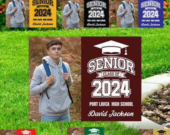 Senior 2024 Coroplast yard sign, 24''x18''  with Picture & Name, Use Any color combination. Graduation Class of 2024