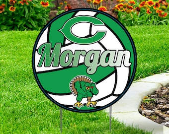 Volleyball  Cut-out yard sign   24x24 with H-Stake -  Coroplast - Personalize with your school colors & logo - Volleyball with school colors
