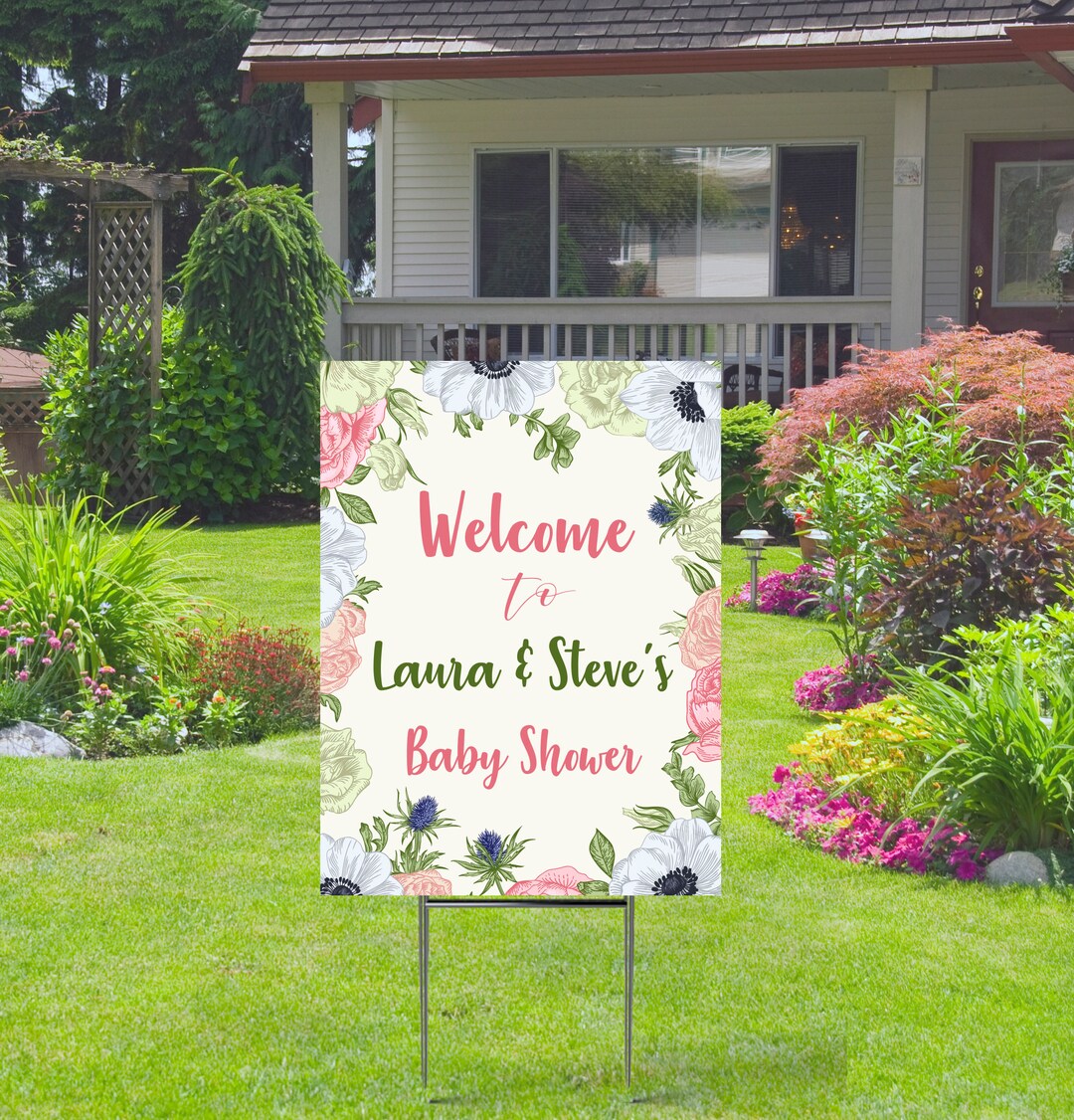 Baby Shower Sign Yard Sign single or Doublesided Comes With H