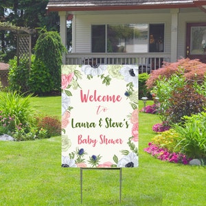 Baby Shower Welcome Sign  Yard Sign  (single or double-sided)  Comes with H-Stake  24x18, printed on coroplast