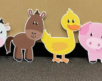 Baby Animals, 24x18 Coroplast Cut-out yard signs, Children, Sheep, Cow, Horse, Duck, Pig, Chicken