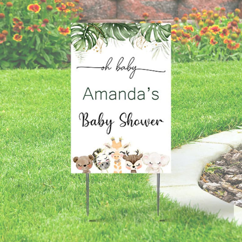 Oh Baby Baby Shower Yard Sign Animal Theme Comes Etsy