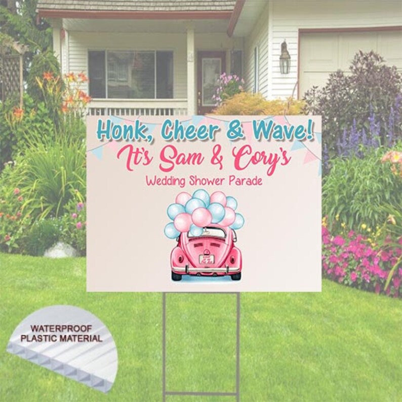 Bridal Shower Yard Sign Honk Cheer & Wave Wedding Shower Etsy