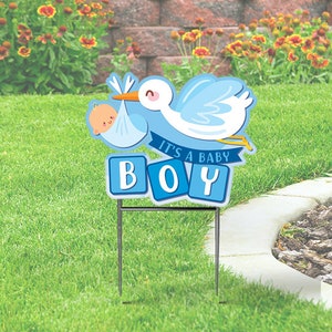 It&#39;s a baby (boy or girl options)  Stork Yard Sign  24x18  with H-Stake