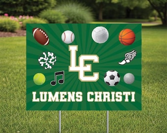 High School Spirit Sport Signs 24''x18'', customize, Add Logo & Colors, Football, Baseball, Basketball, Combination of sports