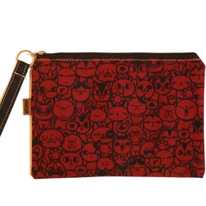 Bolsa grande com zíper e pulseira | mini bolsa dinheiro, moedas, maquiagem | artista bolsa organizadora fornece notebook | embreagem artesanal | Carteira de pulso
