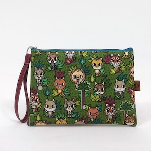Bolsa grande com zíper e pulseira | mini bolsa dinheiro, moedas, maquiagem | artista bolsa organizadora fornece notebook | embreagem artesanal | Carteira de pulso