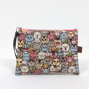 Bolsa grande com zíper e pulseira | mini bolsa dinheiro, moedas, maquiagem | artista bolsa organizadora fornece notebook | embreagem artesanal | Carteira de pulso