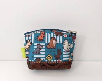 City Dogs Night - Adorable Coin Purse - Dog lover small pouch - Teal finishing and double pocket with zipper | Dog Lover gift