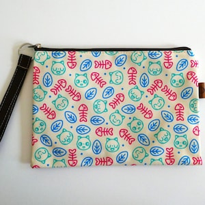 Bolsa grande com zíper e pulseira | mini bolsa dinheiro, moedas, maquiagem | artista bolsa organizadora fornece notebook | embreagem artesanal | Carteira de pulso