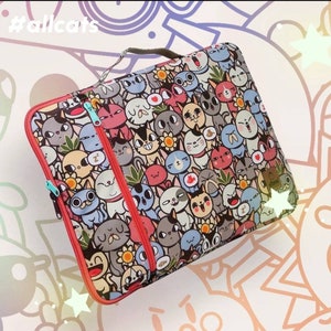 Cut cat 13&quot; laptop - iPad tablet cover with zipper and outer pocket | perfect for cat kitten lovers! All cats pastel esthetics