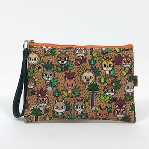 Bolso grande Zip Wristlet / mini bolso dinero, moneda, maquillaje / bolso organizador artista suministros cuaderno / embrague hecho a mano / Cartera de pulsera