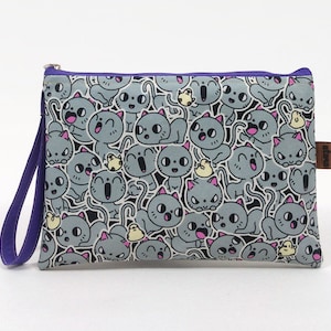 Bolsa grande com zíper e pulseira | mini bolsa dinheiro, moedas, maquiagem | artista bolsa organizadora fornece notebook | embreagem artesanal | Carteira de pulso