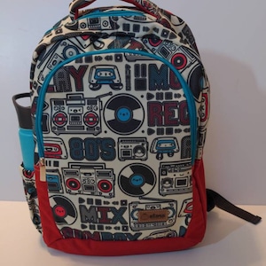 Retro 80s Backpack | music 1980s style | cool pop colors | rucksack large bag | pack for music lovers