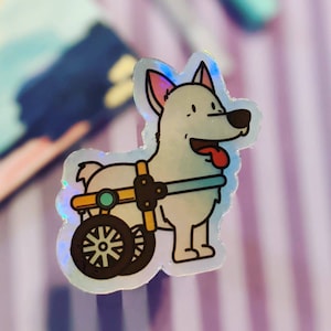 Lobo the ambassador Dog decal 2&quot;*2&quot;. Holographic. Rescued dog laptop decal. Jubo sticker. Adopted pets.
