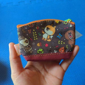 Woodland small bag for keys, coins, pill case, jewelry | adorable fix, bear, hedgehog print